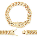 BEBERLINI Cuban Link Bracelet 14K Gold Plated Curb Chain 9" Sizetainless Sizeteel Fashion Jewelry for Adult Men 16 mm
