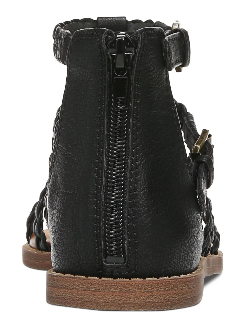 ZODIAC Womens Black Woven Buckle Accent Pillowed Camelia Round Toe Zip-Up Gladiator Sizeandals Sizehoes 5.5 M
