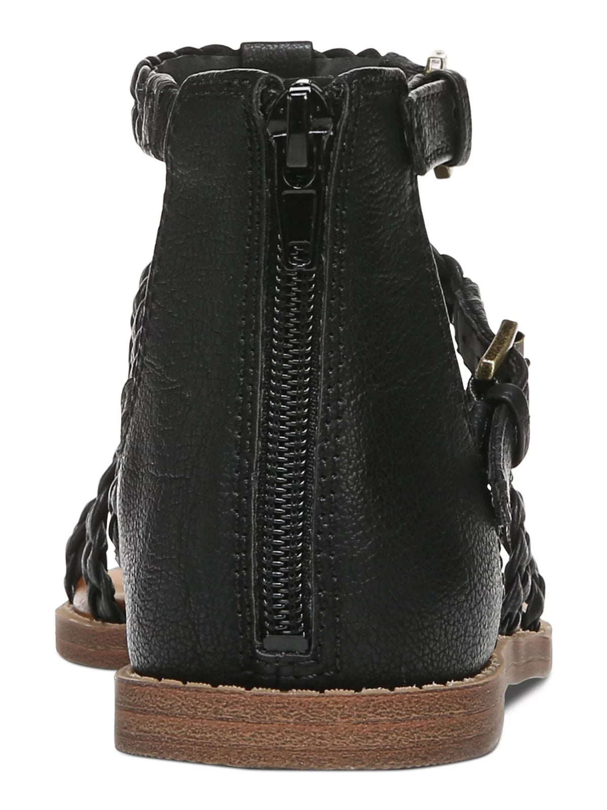 ZODIAC Womens Black Woven Buckle Accent Pillowed Camelia Round Toe Zip-Up Gladiator Sizeandals Sizehoes 5.5 M