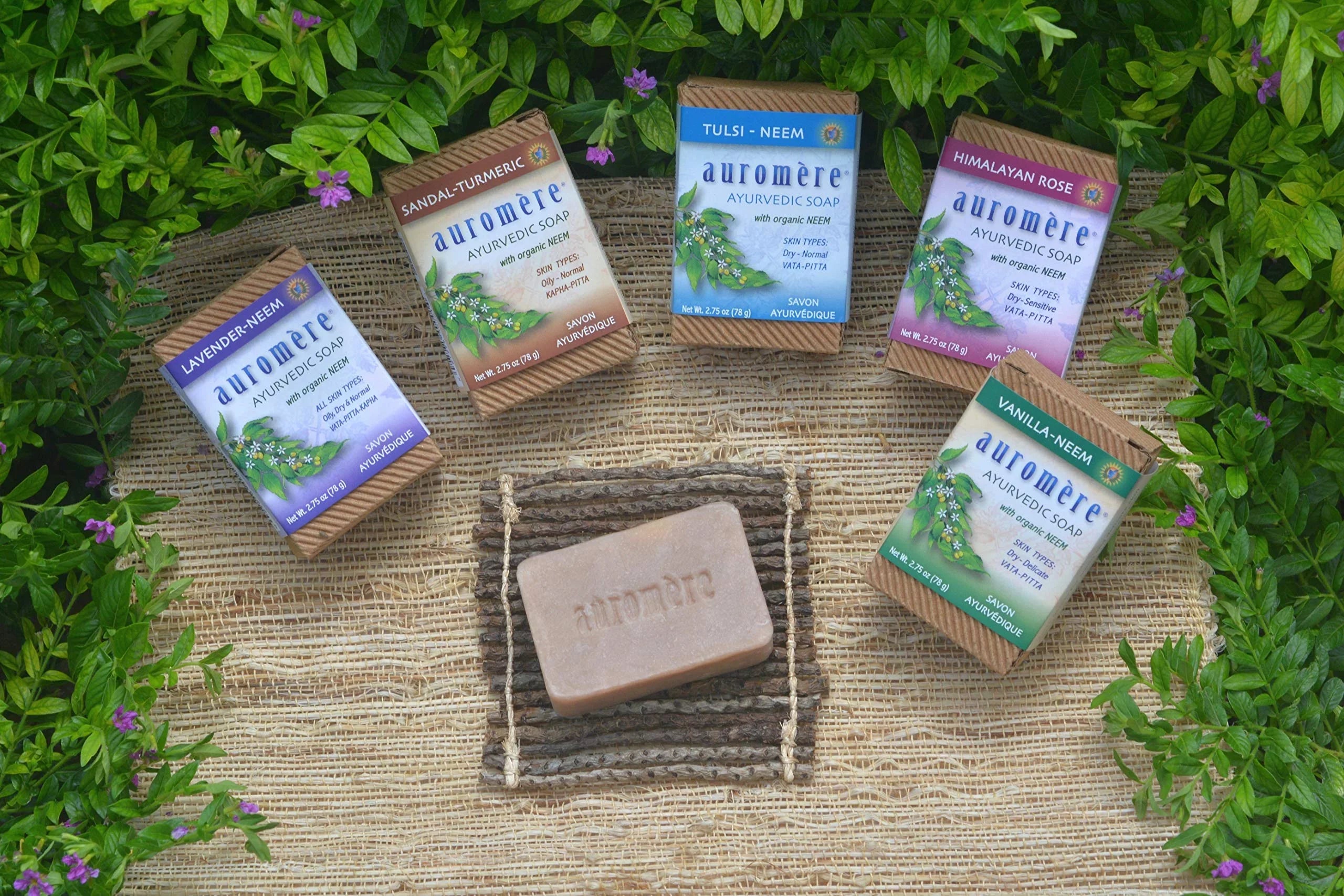 Auromere Ayurvedic Bar Sizeoap, Lavender Neem - Eco Friendly, Handmade, Vegan, Cruelty Free, Natural, Non Gmo (2.75 Oz), 4 Pack.