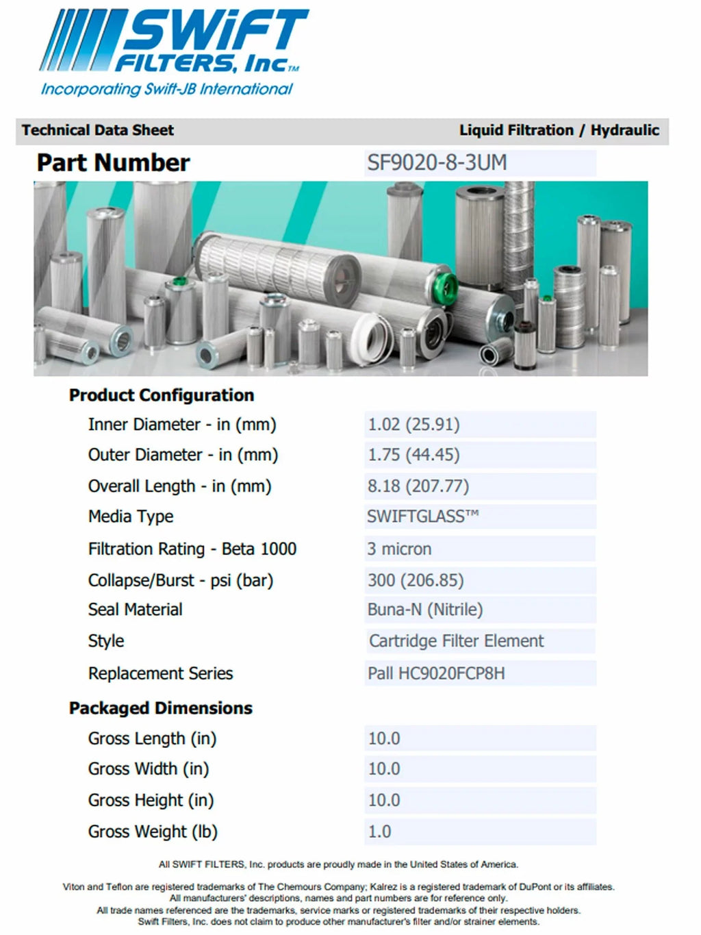 Direct Interchange for TAISizeEI KOGYO P-T-3-3C rtridge Filter Element Microglass Construction 3 Micron
