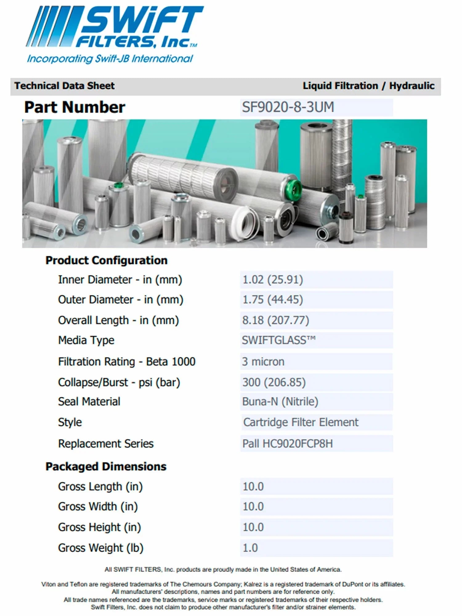 Direct Interchange for TAISizeEI KOGYO P-T-3-3C rtridge Filter Element Microglass Construction 3 Micron