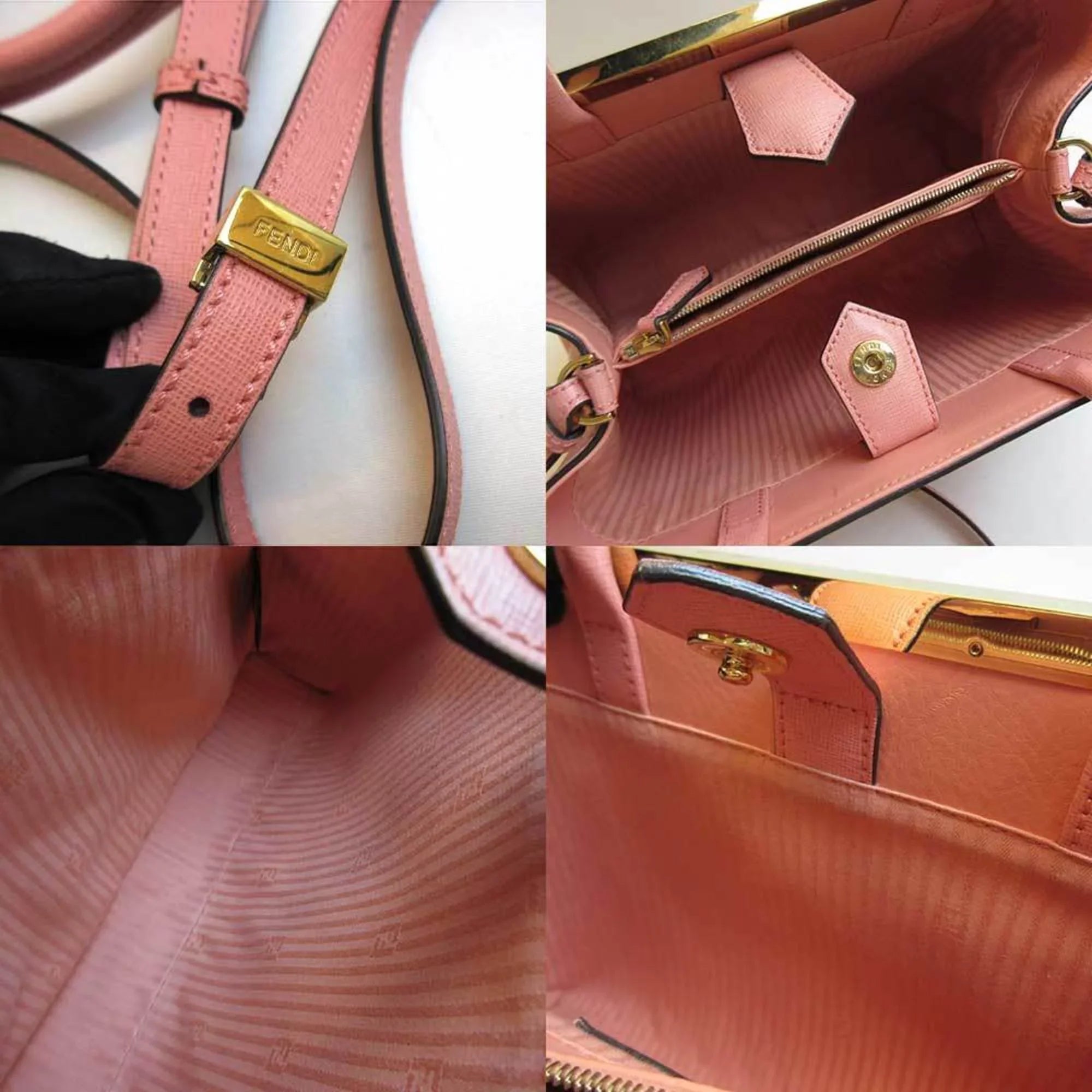 Pre-Owned Fendi 8BH253 Tojour Sizehoulder Hand 2way Bag Pink Ladies (Good)