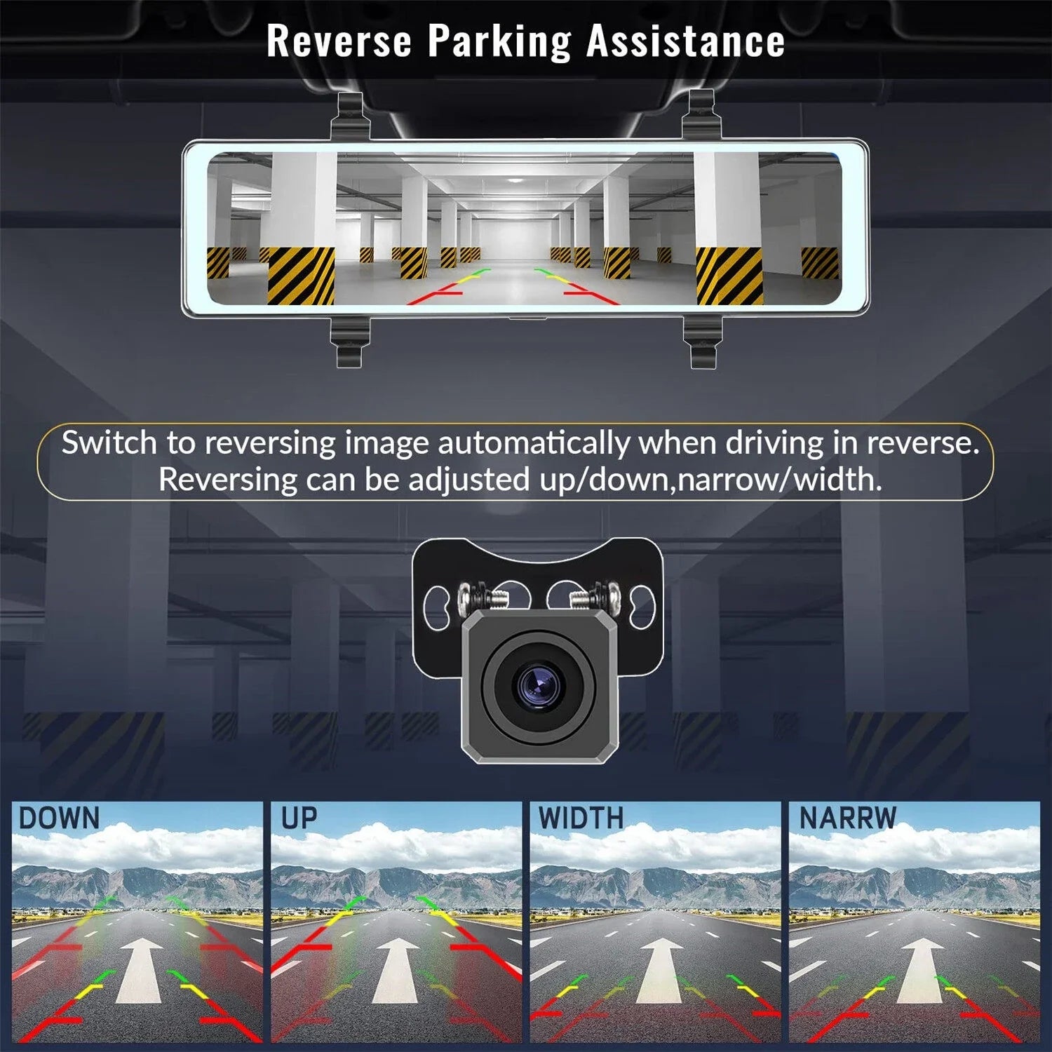 4K Mirror Dash Cam with Wireless Apple Carplay&Android Auto,11.26" Voice Control Rear View Mirror View Cameras,WiFi recording, FM Transmitter,Night Vision,Parking Assistance, WDR/HDR,Loop Recording