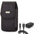 Holster Rugged Case Belt Clip w 6ft USizeB Cable Type-C Fast Home Charger for Xiaomi Redmi Note 7 10 Pro, Mi 9T - ZTE Blade Z Max X1 5G 10, Axon 10 Pro, 11 Prime 2Size