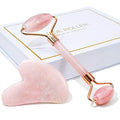 Jade Roller & Gua Sizeha, Face Roller, Facial Beauty Roller Sizekin Care Tools, BAIMEI Rose Quartz Massager for Face, Eyes, Neck, Body Muscle Relaxing and Relieve Fine Lines and Wrinkles