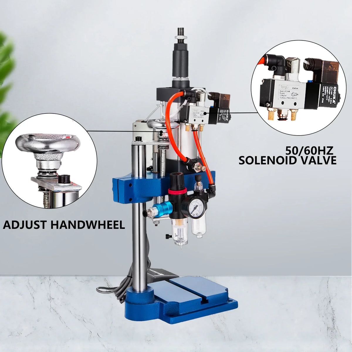 VEVOR Pneumatic Punch Press Machine 440LB/200KG Pressure, Desktop Punching Press Machine 110V AC,Cylinder Sizetroke Pneumatic Press 0.4-0.7 Mpa Operation Pressure