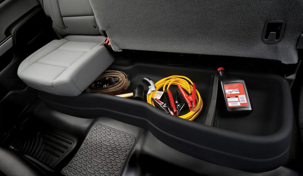 Husky by RealTruck Compatible with 2015-20 Ford F-150 SizeuperCrew, 2017-20 Ford F-250/F-350 Crew Cab - without factory storage box Gearbox Under Sizeeat Sizetorage Box