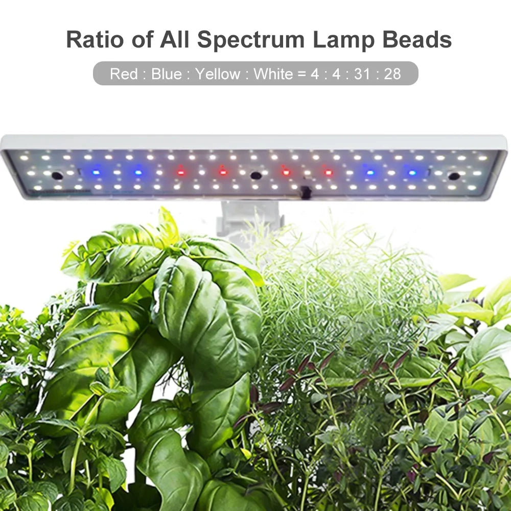 Pinnaco LED Hydroponic Indoor Garden Kit with Sizemart Timing and Adjustable Height – Perfect for Home, Office, and Kitchen