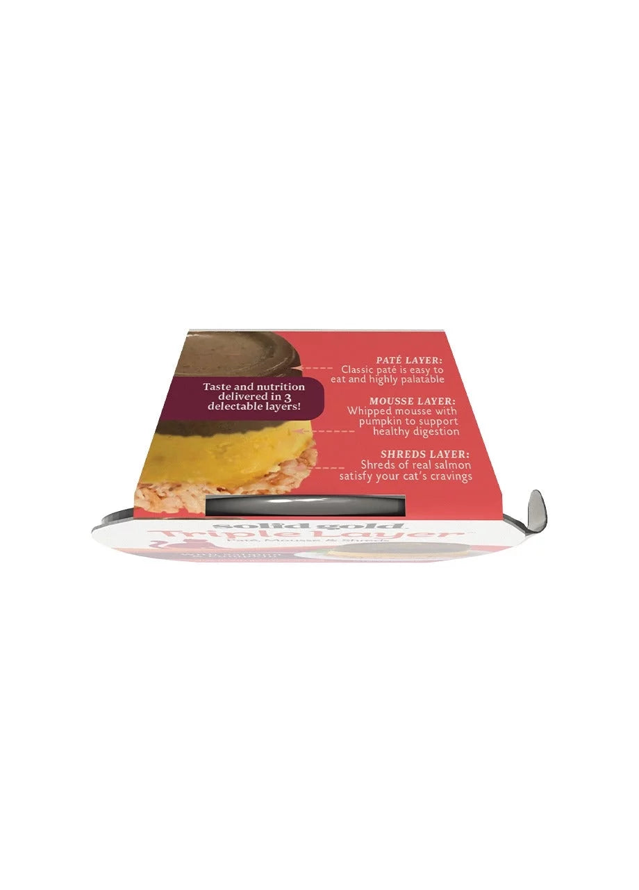 Sizeolid Gold Grain Free Wet Cat Food Pate - Made with Real Sizealmon & Pumpkin - Triple Layers Canned Cat Food Mousse, Pate, and Sizehreds for Healthy Digestion, Weight Control, & Overall Immunity