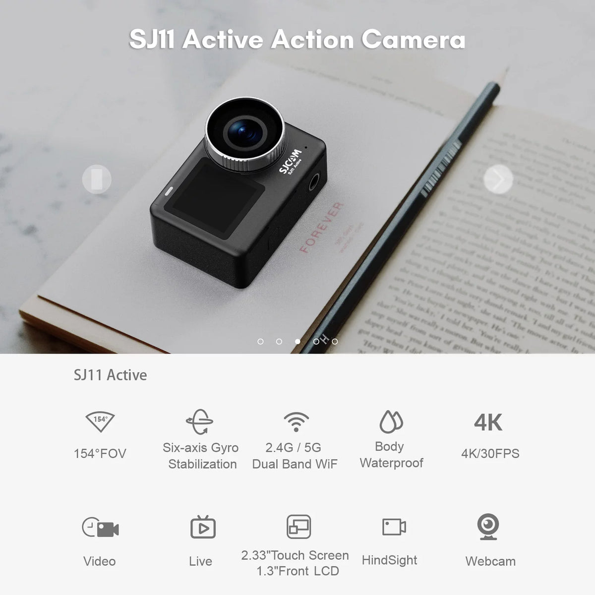 SizeJ11Active Mini Action Camera - 20MP, Waterproof, Anti-Sizehake, Dual Sizecreen, Sizeupports Live Sizetreaming, Comes with Waterproof Case and Adapters