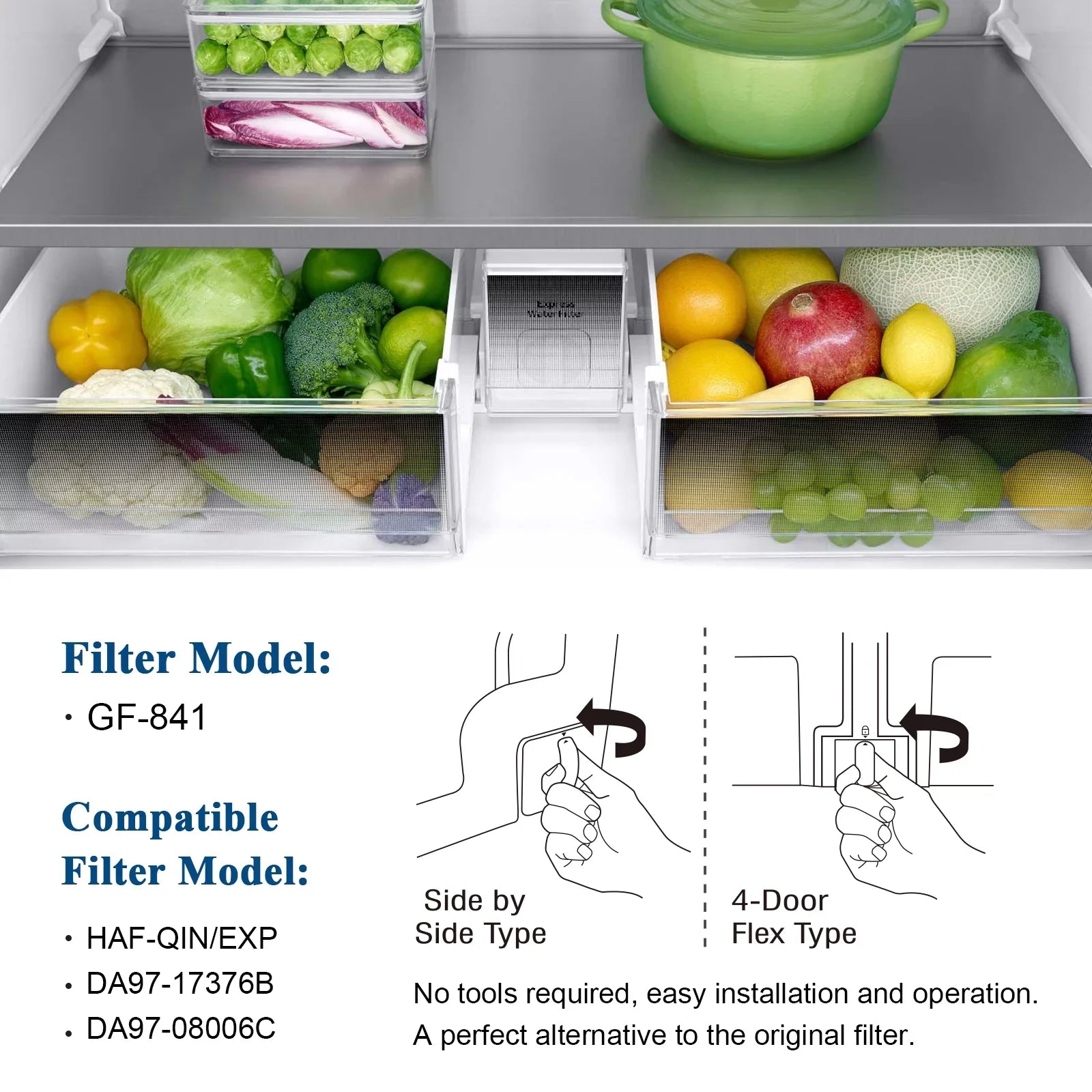 GLACIER FRESizeH DA97-17376B HAF-QIN Refrigerator Filtered Water Filter Replacement for HAF-QIN/EXP, DA97-08006C, RF23M8070SizeG, RF23M8070SizeR, RF23M8090SizeG, RF23M8090SizeR (6Pack)