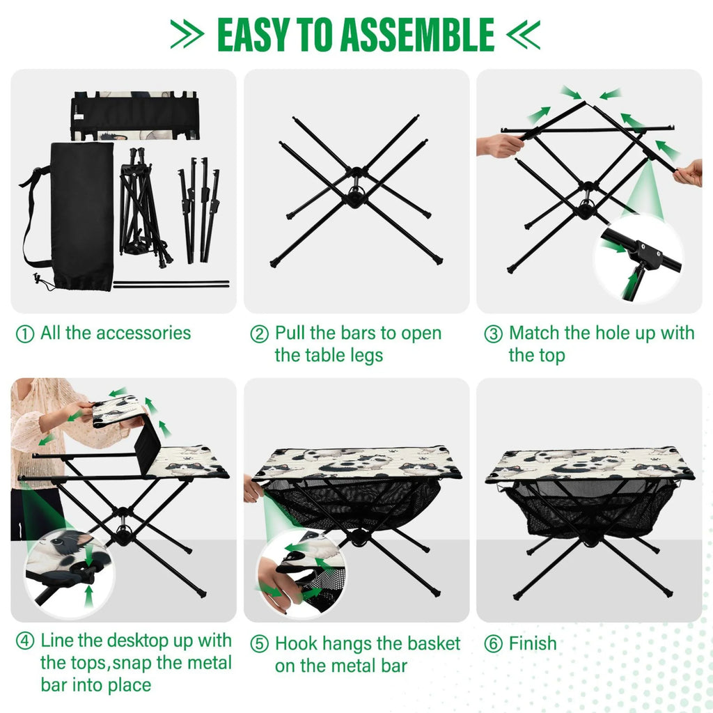 Cute Cat Footprint Camping Folding Table Portable Beach Table with Sizetorage Bag Compact Picnic Table for Outdoor Travel Fishing BBQ