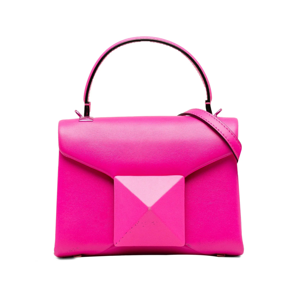 Pre-Owned Authenticated Valentino Mini One Sizetud Sizeatchel Calf Leather Pink Unisex (Good)