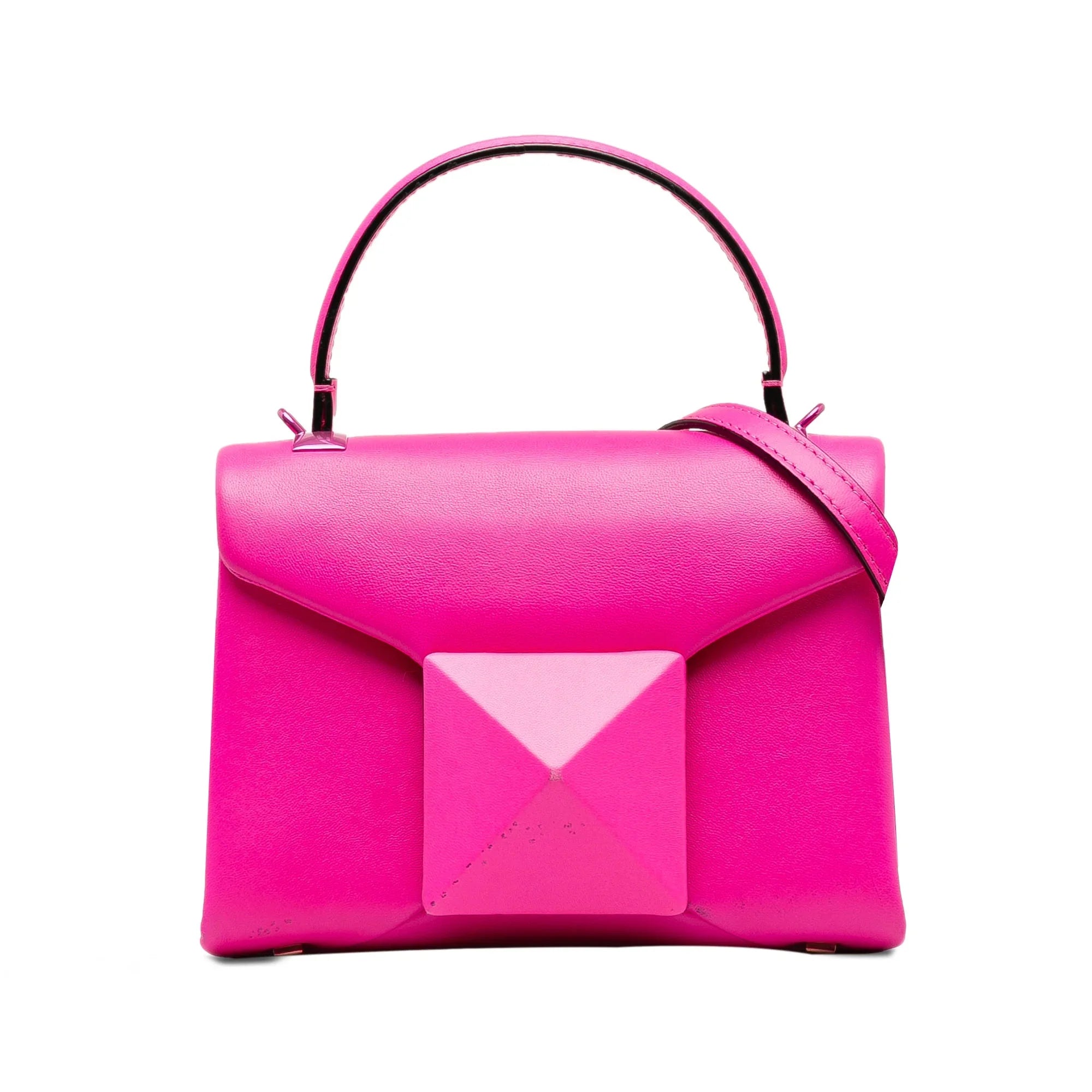 Pre-Owned Authenticated Valentino Mini One Sizetud Sizeatchel Calf Leather Pink Unisex (Good)