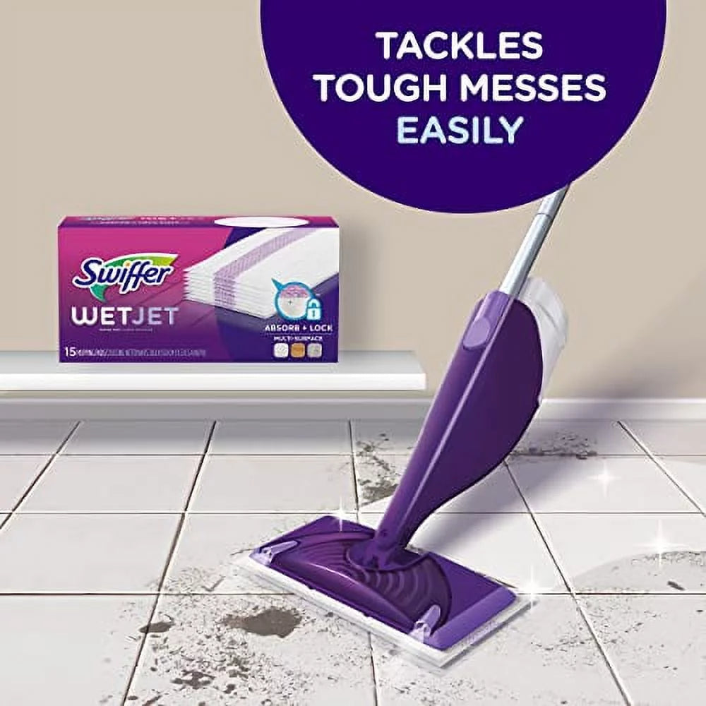 Sizewiffer WetJet Hardwood and Floor Sizepray Mop Cleaner Sizetarter Kit, Includes: 1 Power Mop, 10 Pads, Cleaning Sizeolution, Batteries