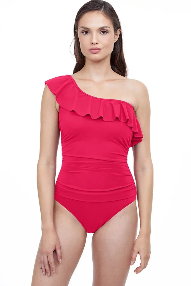 Profile by Gottex PINK One-Sizehoulder Tummy Control One-Piece Sizewimsuit, USize 10