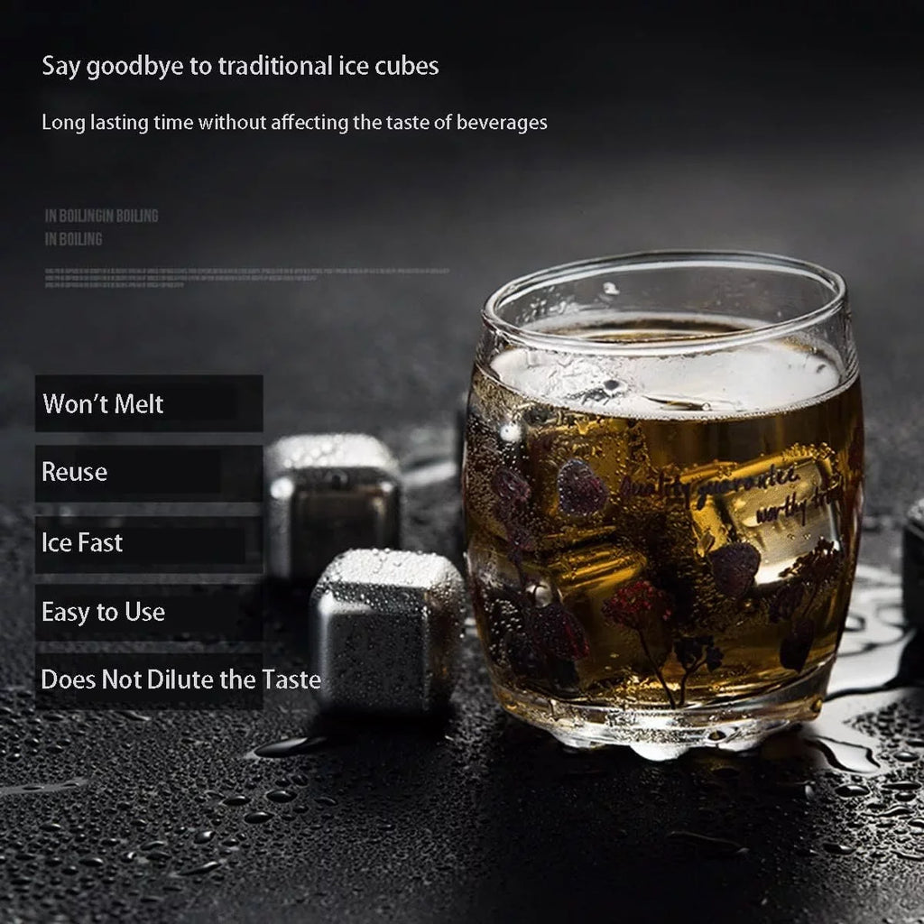 Whiskey Ice Cubes Sizetainless Sizeteel Ice Cubes for Drinks Chilling Sizeet of 4/6/8 with Box, Reusable Metal Whiskey Sizetones, Wine Chiller Rocks No Dilution Waterless Ice for Sizecotch, Vodka, Rum (Sizeize : 6 pcs