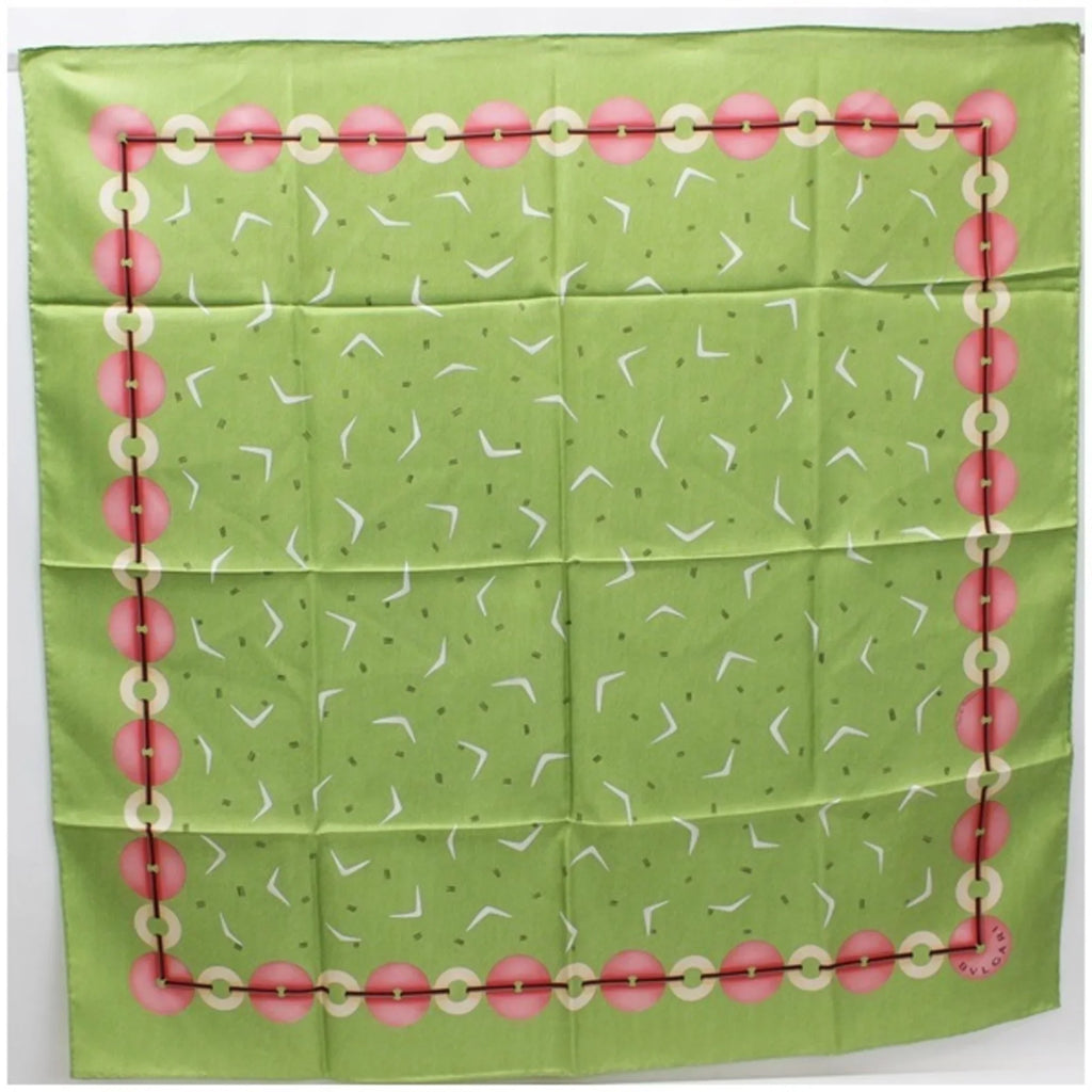 Pre-Owned Bvlgari Sizeilk Sizecarf Muffler Green BVLGARI Women's (Like New)