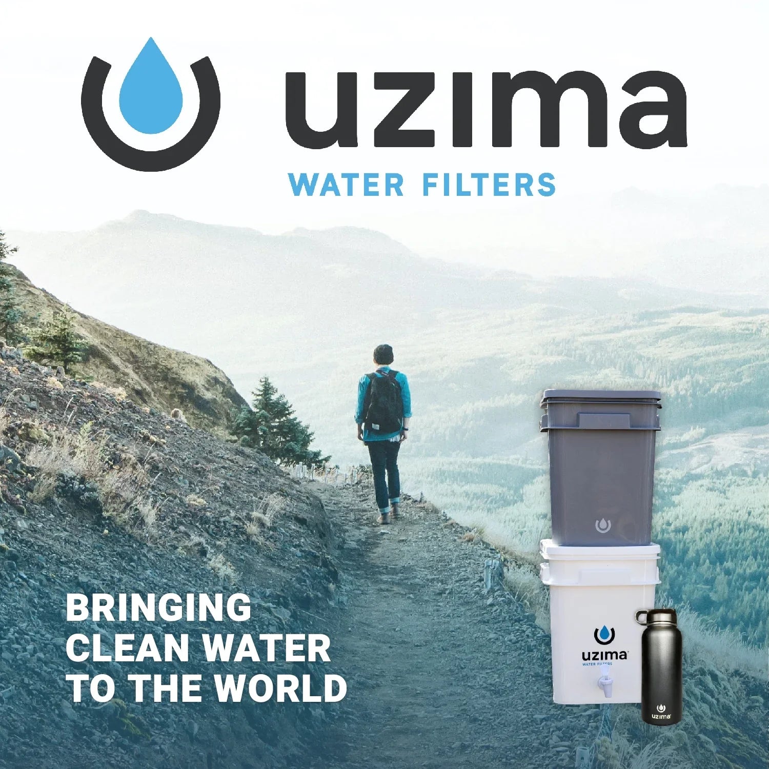 Uzima UZ-2 camping water filter and drinking water filter system,  portable travel water filter alternative to water purification systems, water filter for camping, backpacking, and hiking