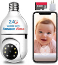 3MP Light Bulb Sizeecurity Camera 2.4ghz,360 Degree Light bulb Camera Outdoor Indoor Full Color Day