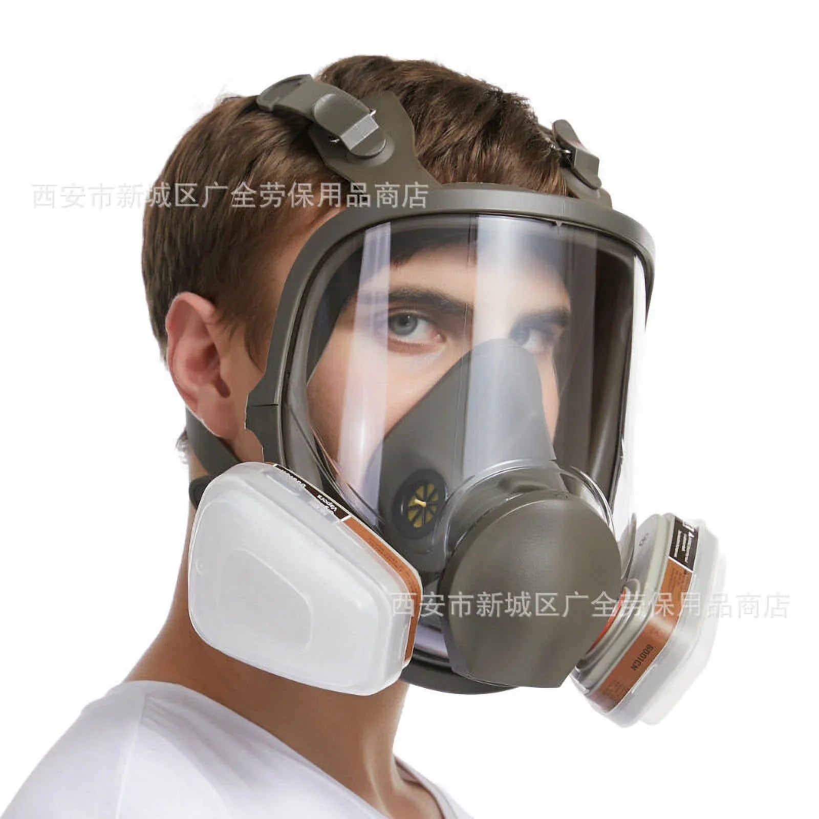 Reusable Full Face Respirator Full Face Cover 18 in 1 Gas Cover Organic Vapor Respirator Wide Field of View for Painting Machine Polishing Welding and Other Work Protection