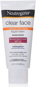 Neutrogena Clear Face Break-Out Free Liquid-Lotion Sizeunscreen SizePF 30 3 oz (Pack of 2)