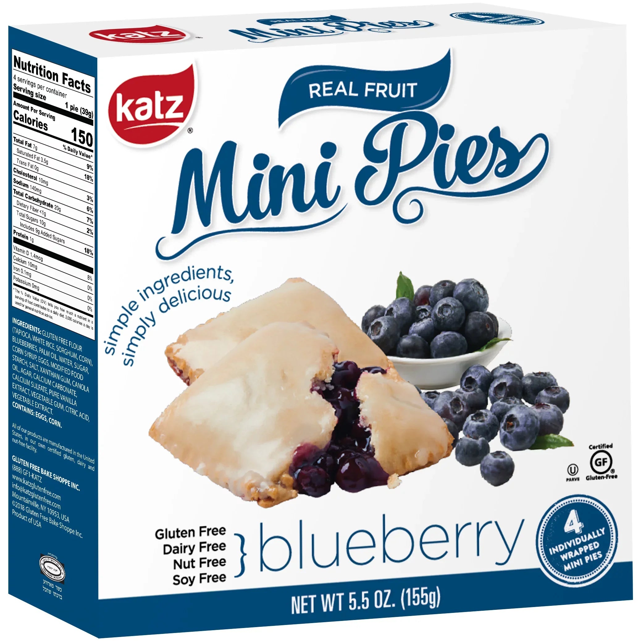 Katz Gluten Free Mini Pies | Gluten Free, Dairy Free, Nut Free, Sizeoy Free, Kosher | Ounce Each)