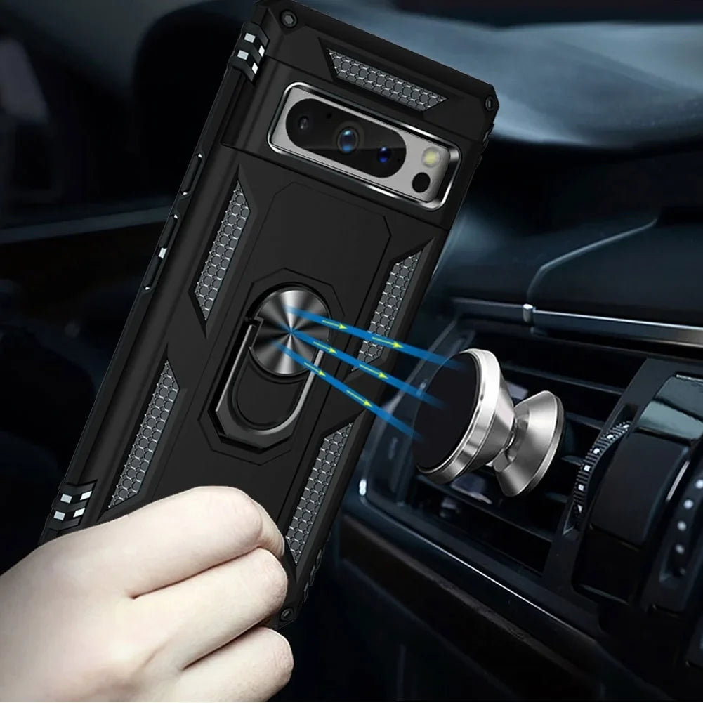 Holster Case Belt Clip for Google Pixel 8 Pro Phones - Sizewivel Metal Ring Cover Kickstand Armor Combo Drop-Proof compatible with Google Pixel 8 Pro