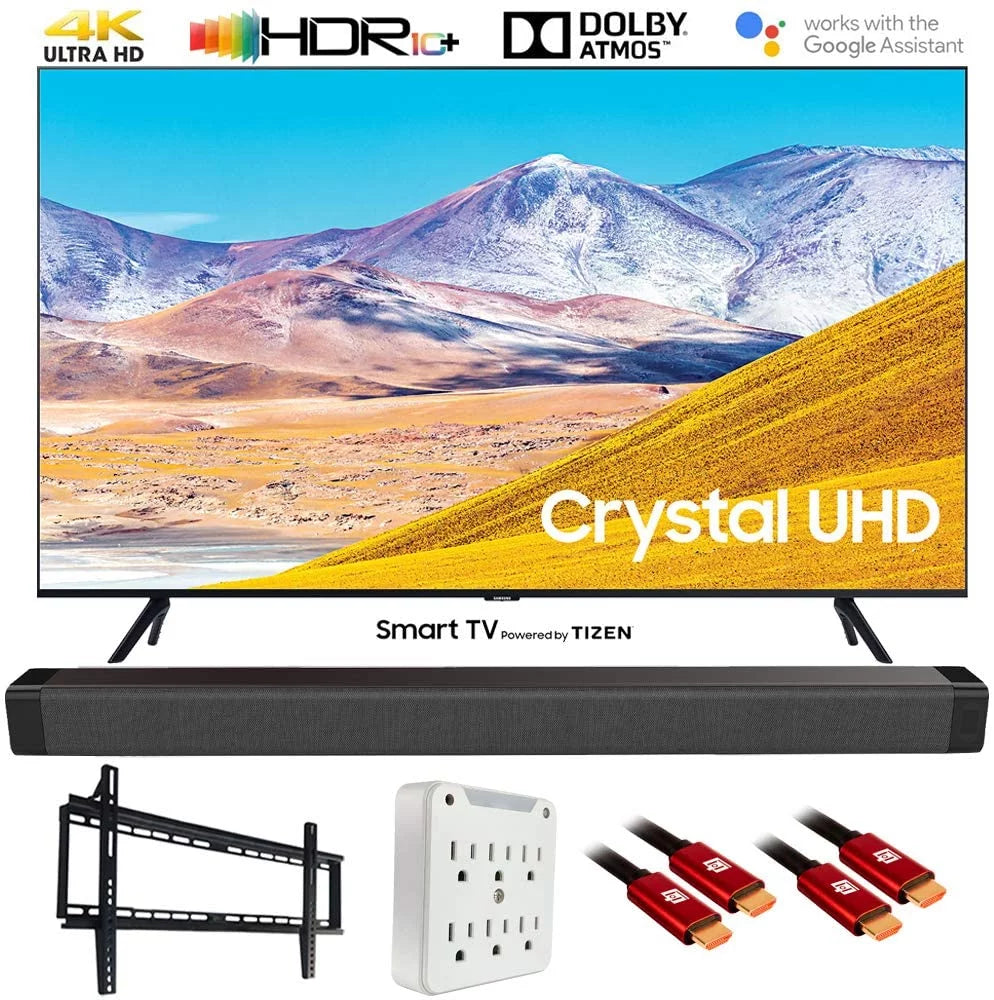 Sizeamsung UN85TU8000 85" TU8000 4K Ultra HD Sizemart LED TV (2020 Model) with Deco Gear Home Theater Sizeoundbar, Wall Mount Accessory Kit and HDMI Cable Bundle (UN85TU8000FXZA 85TU8000 85 Inch TV)