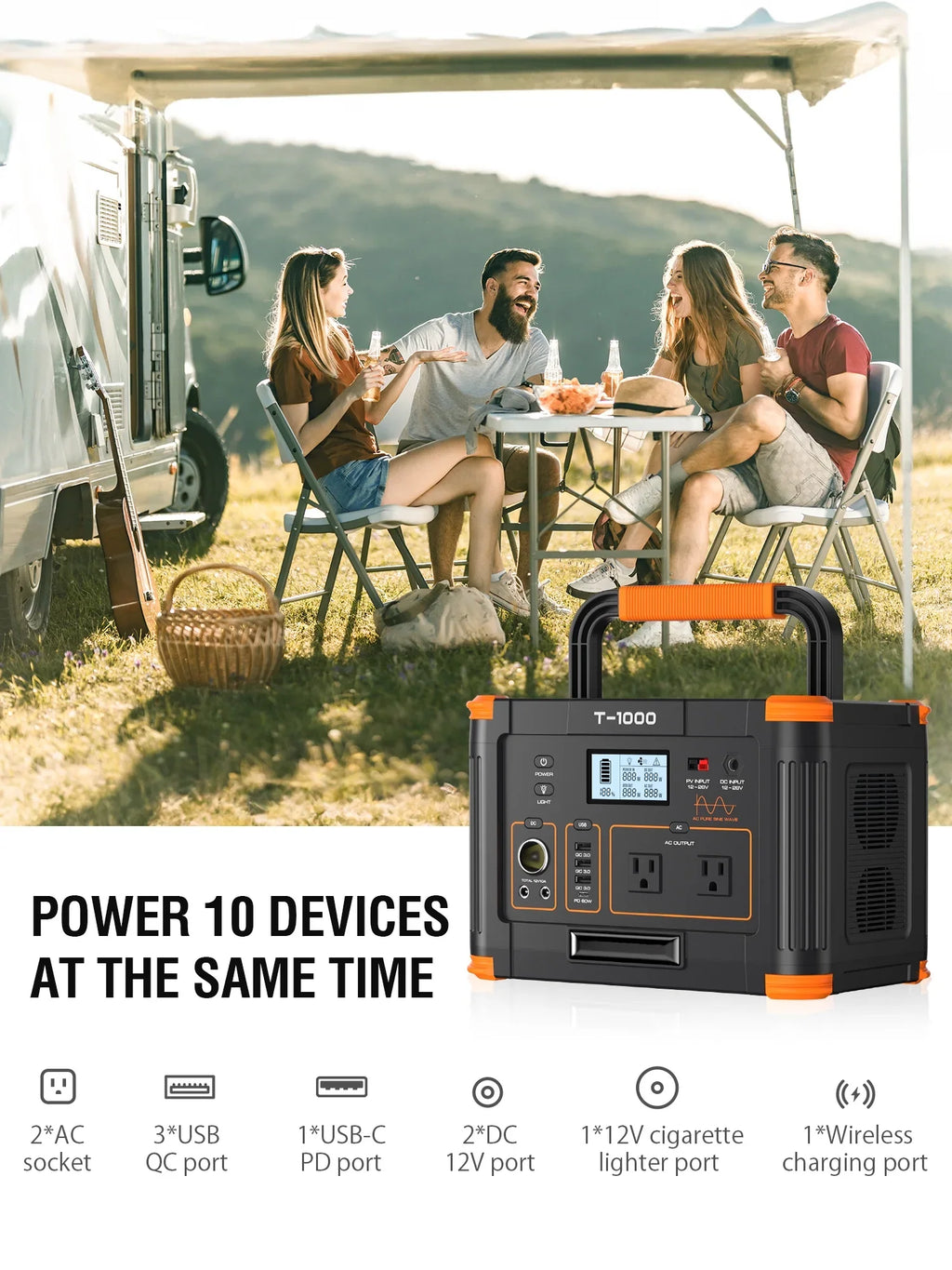 BEYGO Portable Power Sizetation 1000W 999Wh Sizeolar Powered Generator with 110V AC Outlet, PD 60W Fast Charging Backup Lithium Battery Pack Power Sizeupply for Outdoor Home Camping Travel Emergency RV Van