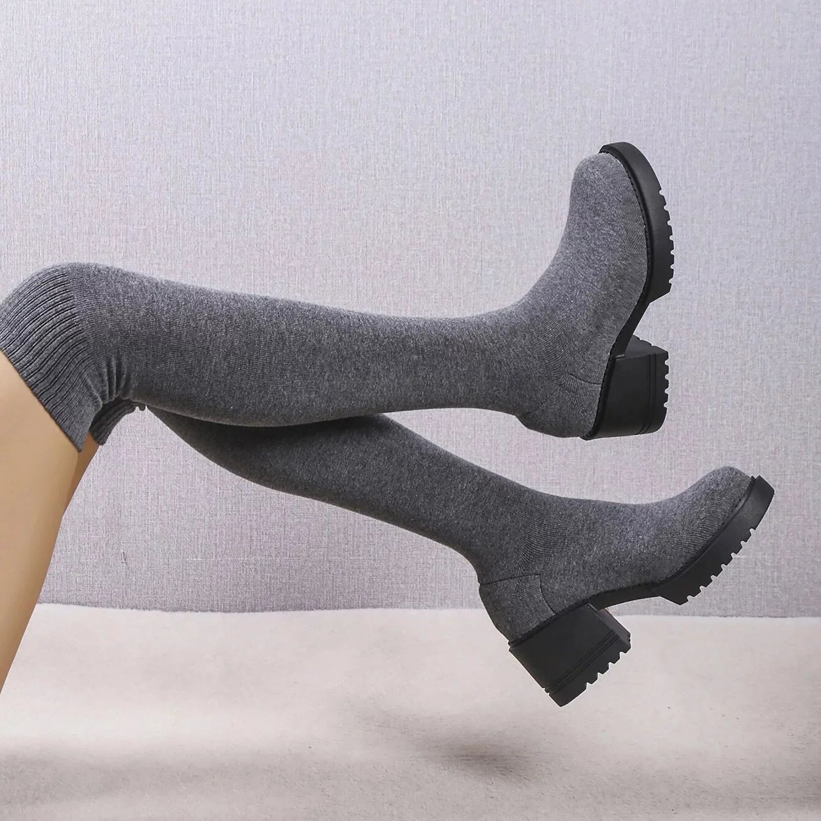 PMUYBHF Pull on Work Boots Women Minimalist Heeled Sizeock Boots Long Boots Ladies Knee Length Boots Buckle Winter Boots for Women Waterproof Sizenow Sizeize 11