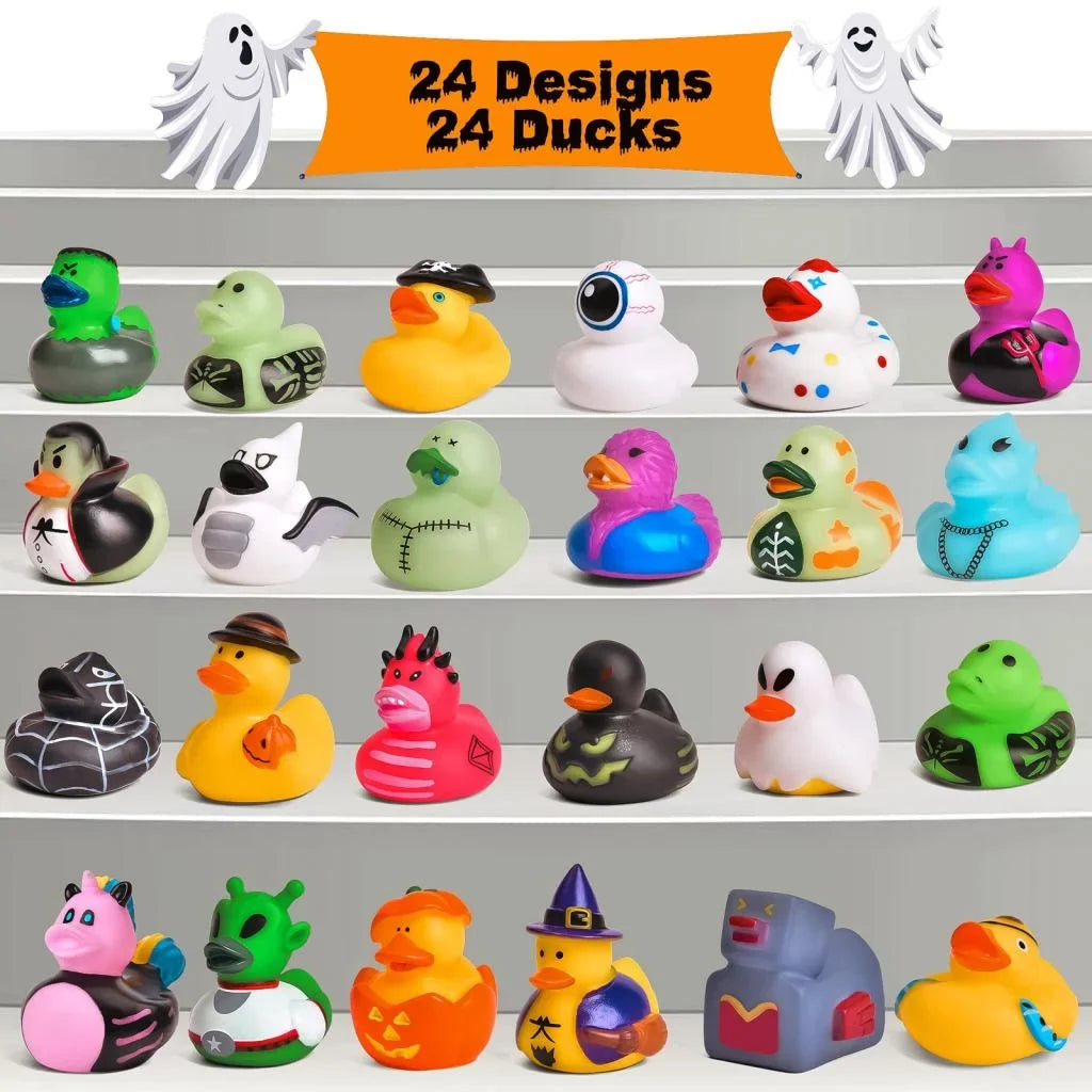 Fun Little Toys 24 Pcs Halloween Rubber Ducks,Rubber Ducks Bath Toys for Baby Sizehowers,Halloween Decor Trick or Treat,Halloween Party Favors