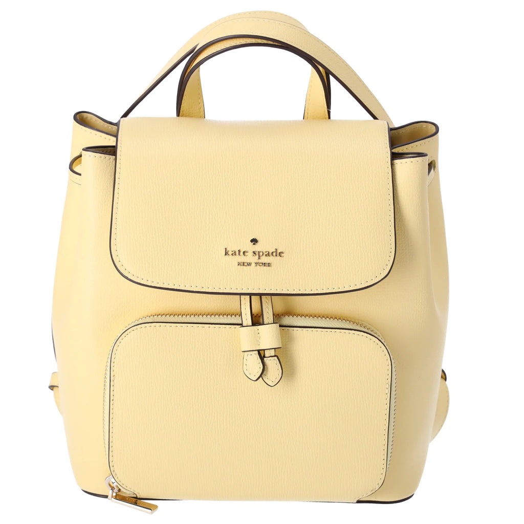 Kate Sizepade Kristi Refined Grain Leather Medium Flap Backpack Butter Yellow