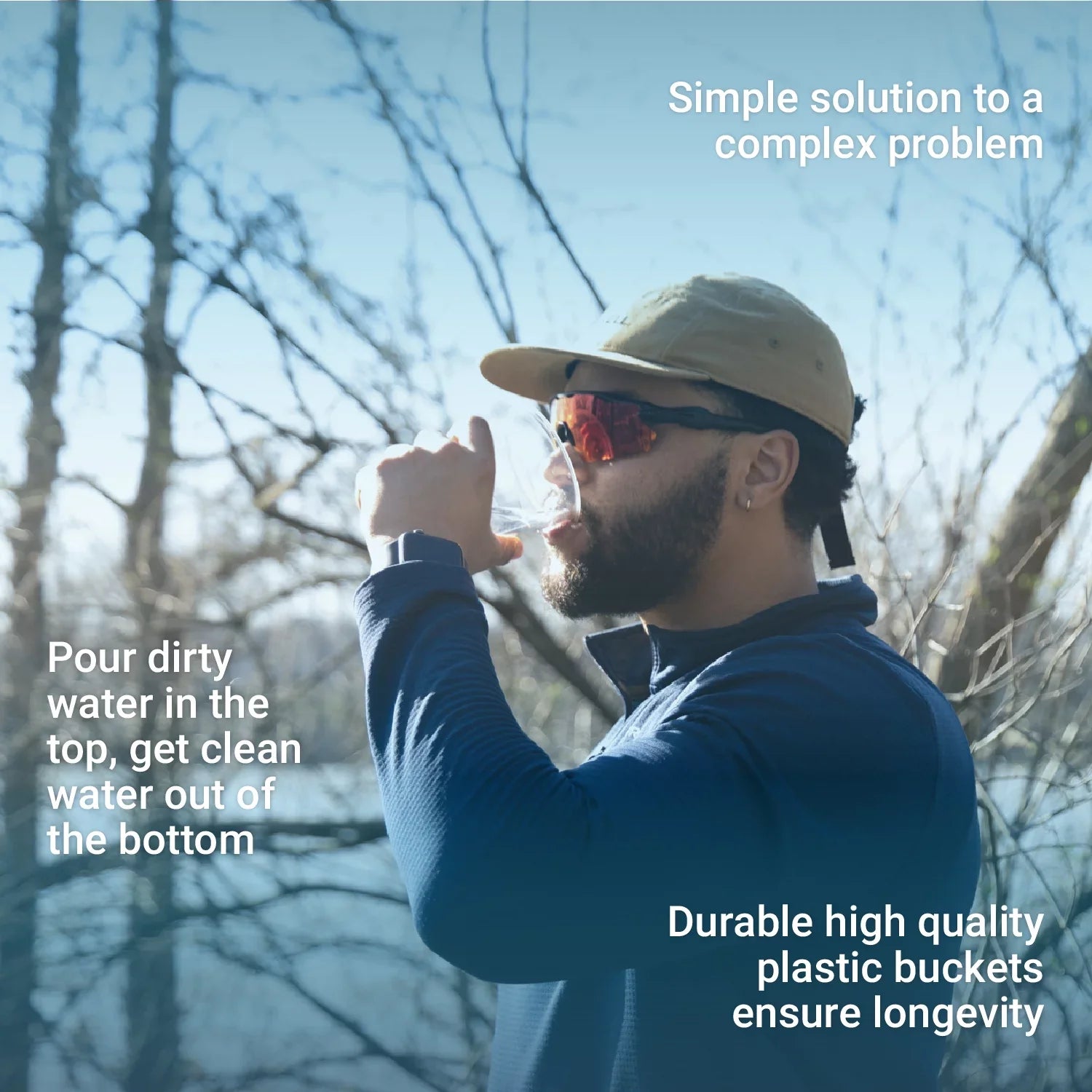 Uzima UZ-2 camping water filter and drinking water filter system,  portable travel water filter alternative to water purification systems, water filter for camping, backpacking, and hiking