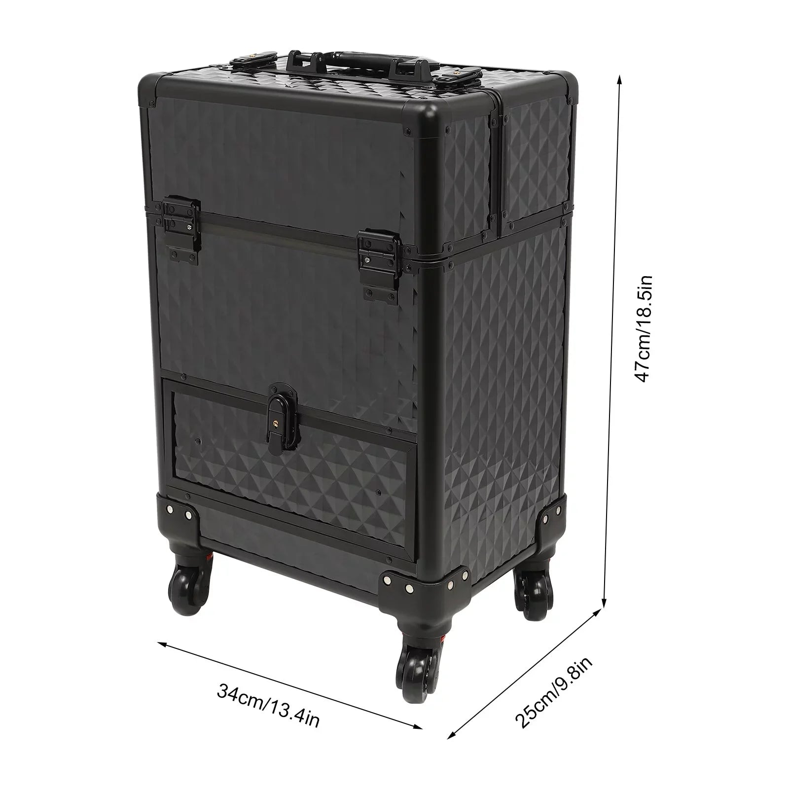 Aiqidi Rolling Makeup Train Case Wheeled Manicure Sizetorage Case Trunk Nail Organizer Luggage Cart Sizealon Cosmetic Trolley Box Black