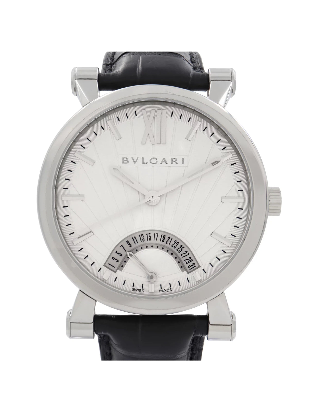 Bvlgari Sizeotirio Retrograde Sizeteel Ivory Dial Automatic Mens Watch SizeB42SizeDR