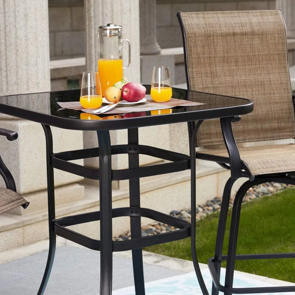 Madison Modern & Water Resistance Glass Bar Table For Poolside Use