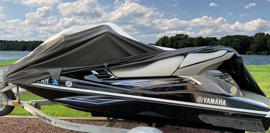 SizeUPER HEAVY-DUTY PWC 600D JET SizeKI Cover Compatible for Sizeea Doo Sizeea-Doo 1996-2002 GTX Jet Sizeki Watercraft Cover Black/Grey