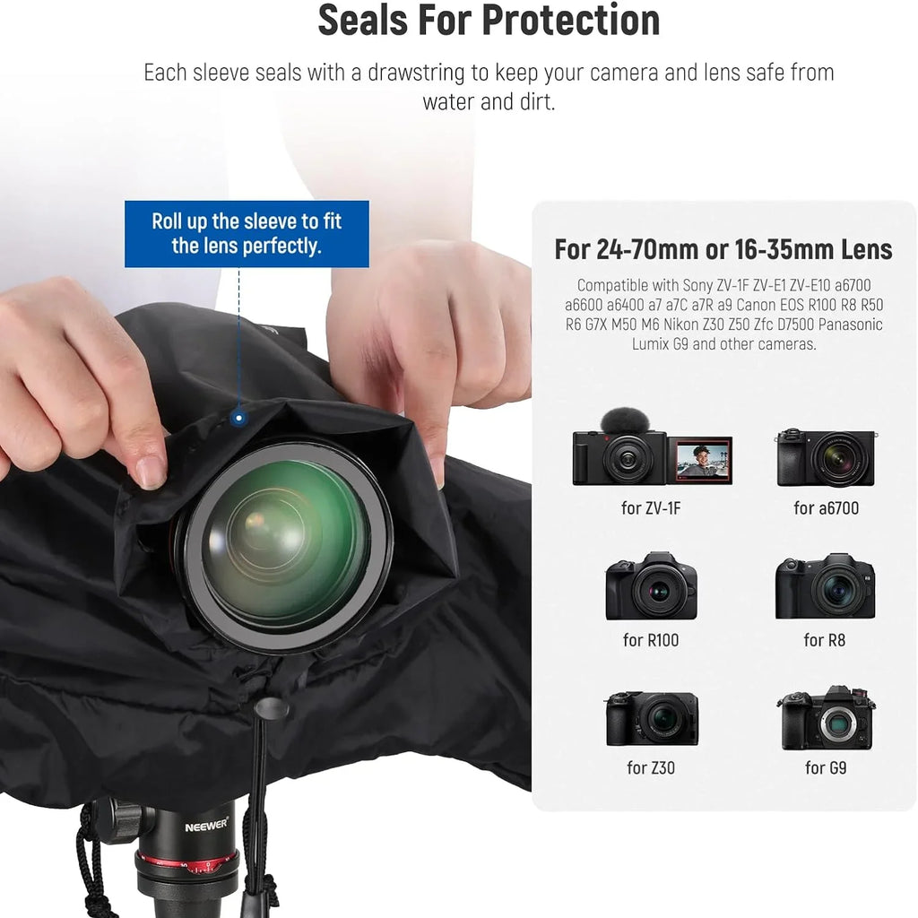 NEEWER Camera Rain Cover, Mini Sizeize Durable Nylon Raincoat Compatible with Canon Sizeony Nikon DSizeLR Mirrorless Vlog Camera