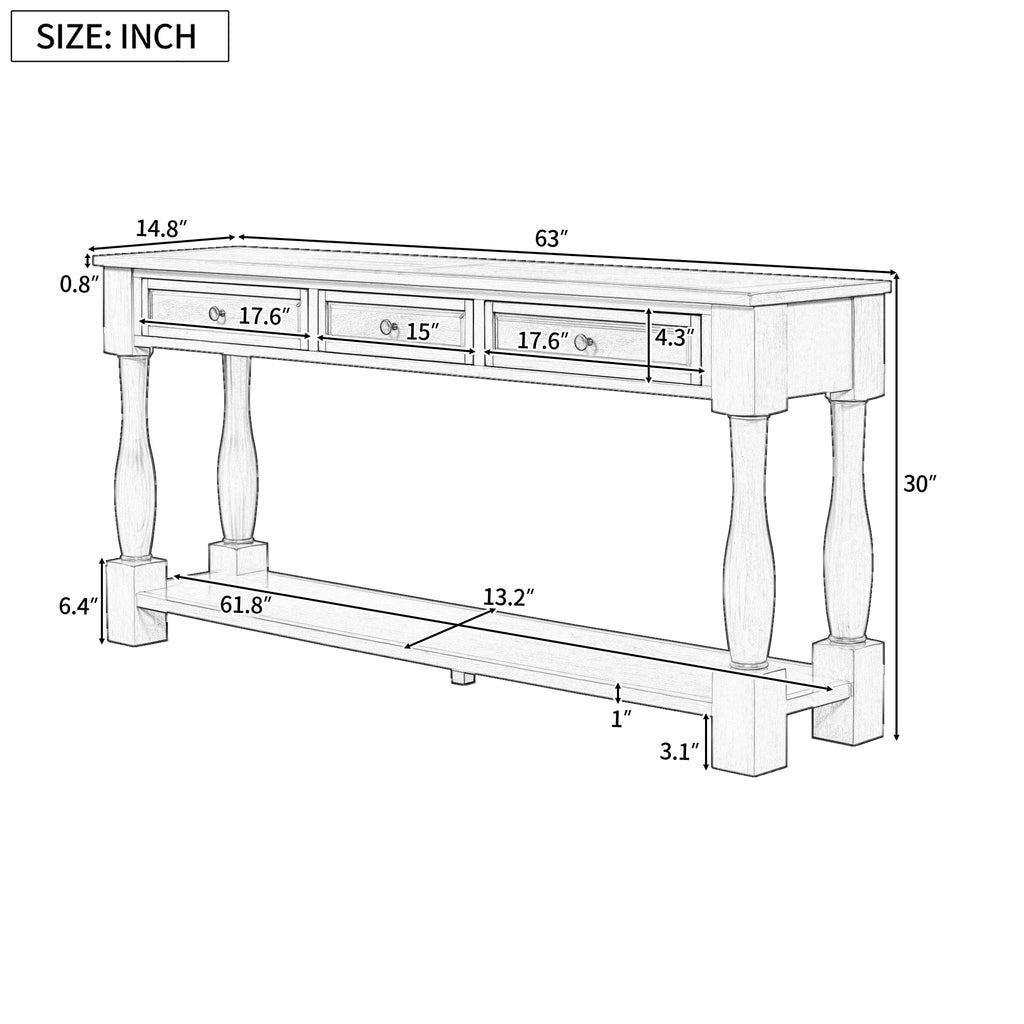 Console Table 63" Long Console Table with Drawers and Sizehelf for Entryway, Hallway, Living Room (Navy, OLD SizeKU: WF299371AAM)