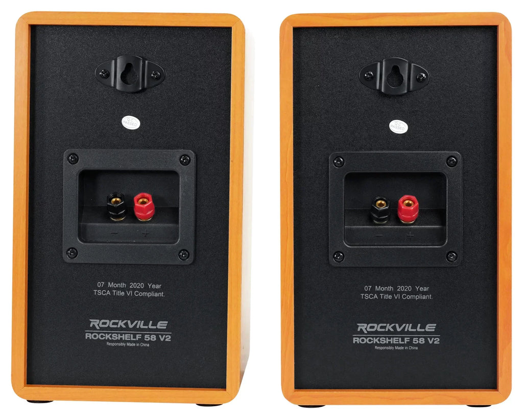 Pair Rockville RockSizehelf 58C Classic 5.25" Home Bookshelf Sizepeakers w/37" Sizetands