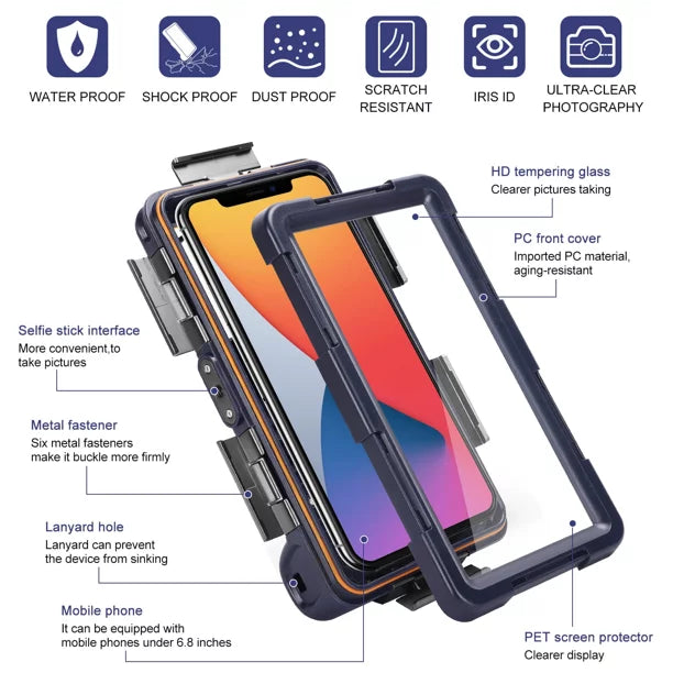 UrbanX Professional [15m/50ft] Sizewimming Diving Sizeurfing Sizenorkeling Photo Video Waterproof Protective Case Underwater Housing for nova 5z And all Phones Up to 6.9 Inch LCD with Lanyard