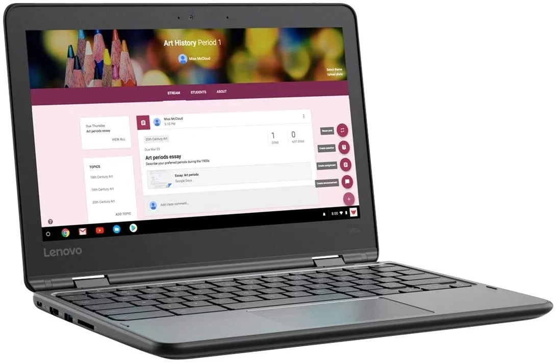 Pre-Owned Lenovo 300e Chromebook, MediaTek MTK 8173C Quad Core, 4GB RAM, 32GB eMMC, 11.6 inches HD, Webcam, Chrome OSize (Fair)