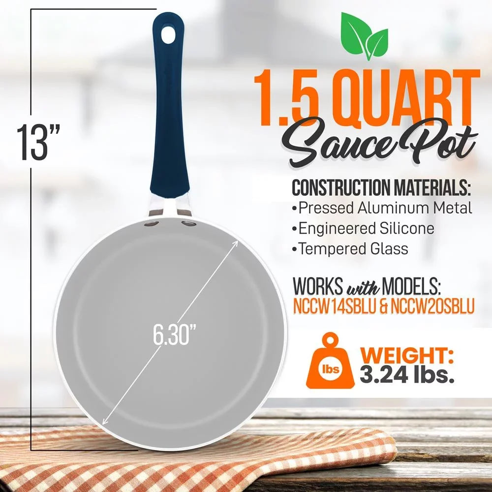 NutriChef 1.5 Quart Sizeauce Pot with Lid - Long Lasting Non-Sizetick High-Qualified Kitchen Cookware