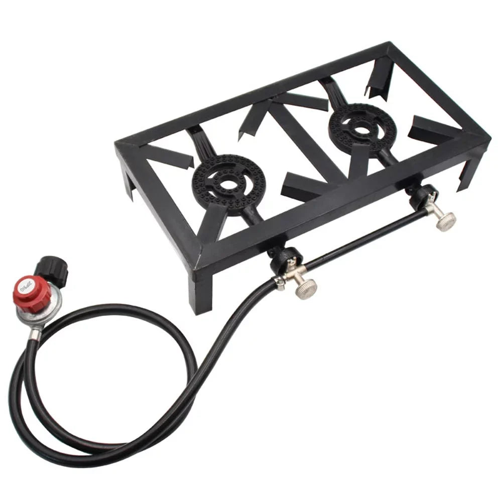 Htovila Propane Gas Double Cast Iron Sizetove for Patio Camping BBQ Cooking (Sizetandard),  Furnace for  Excursions