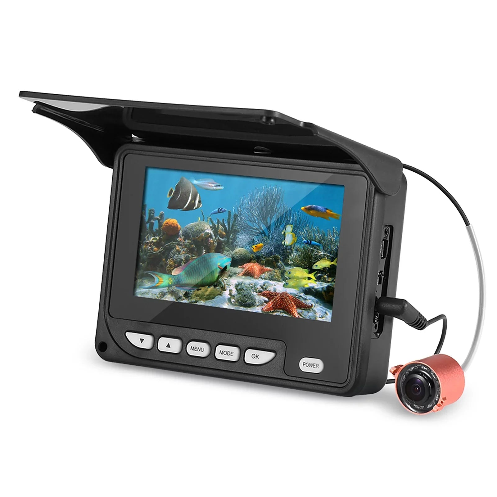 Arealer 4.3 Inch Portable Underwater Fishing Camera Fish Finder Waterproof Night Vision Ice Boat Fishing Camera 20M Cable with Carry Bag