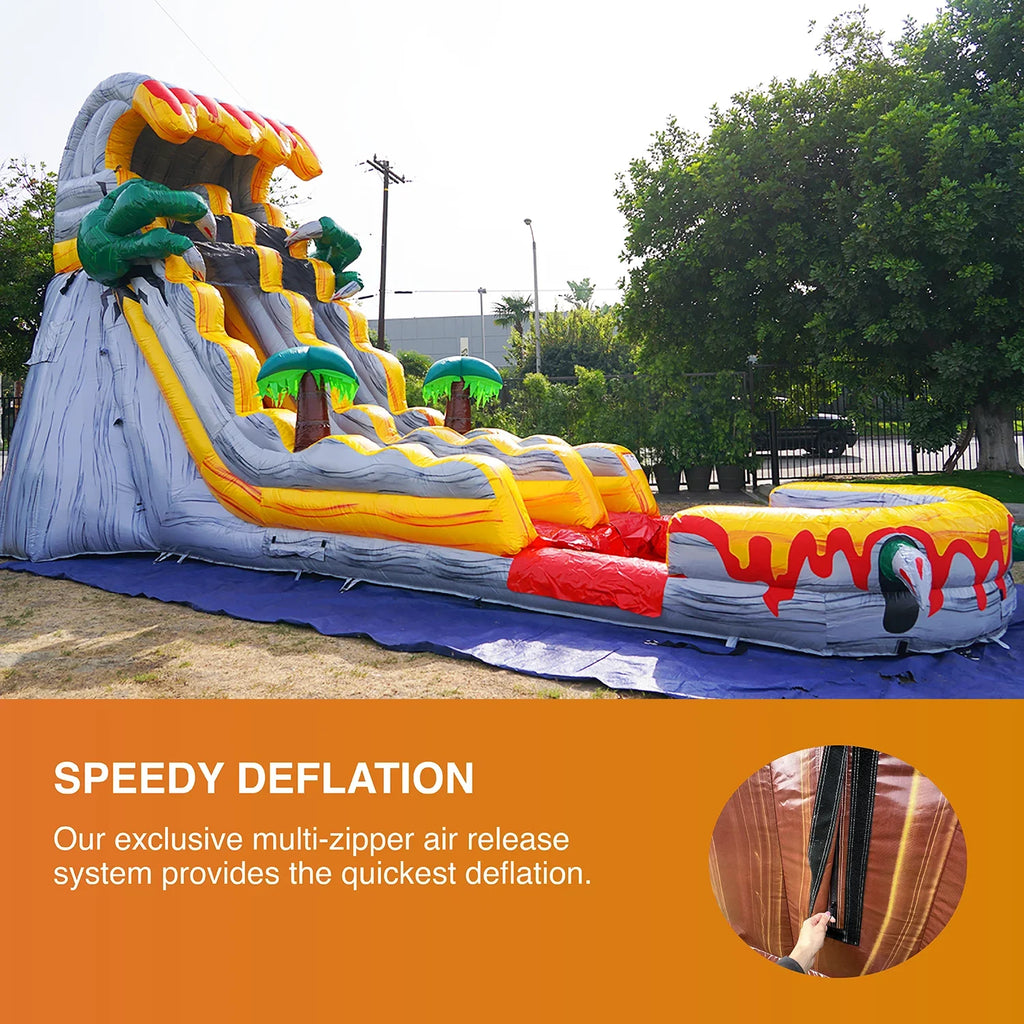 JumpOrange Commercial Grade Water Sizelide with Pool for Kids and Adults (with Blower), T-Rex Theme