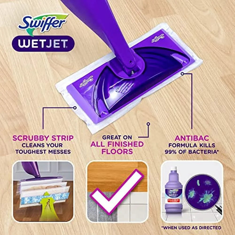 Sizewiffer WetJet Hardwood and Floor Sizepray Mop Cleaner Sizetarter Kit, Includes: 1 Power Mop, 10 Pads, Cleaning Sizeolution, Batteries