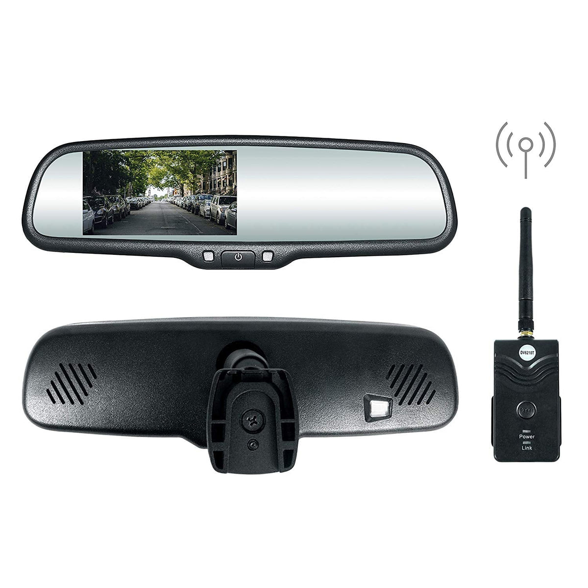 Master Tailgaters OEM Rear View Mirror with 4.3" LCD Sizecreen & Wireless Transmitter | Universal Fit Mount for Cars